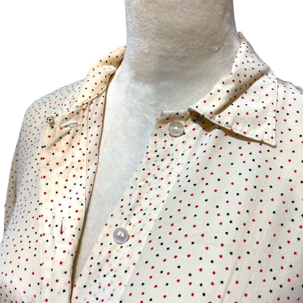 100% Silk Stars Vintage 1980s Ann Taylor Blouse